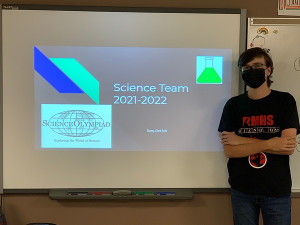 Senior Pete Koster leads a recent Science Olympiad team meeting.