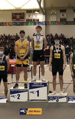 Senior Michael Harden took third in the 300 at the All-State indoor track meet, breaking the school record in the event.