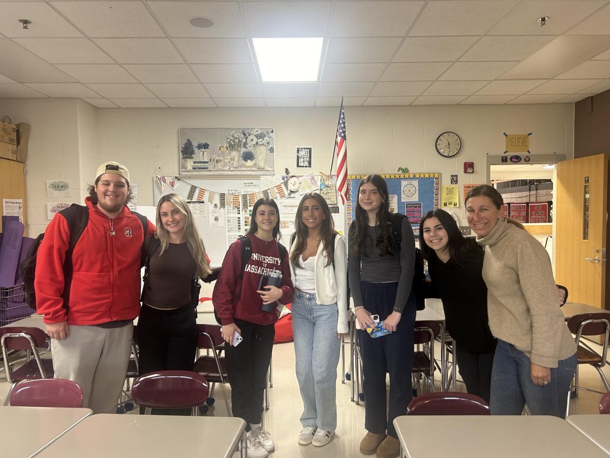 Ms. Fiorello (far right) with some of the students in one of her Child Development classes.